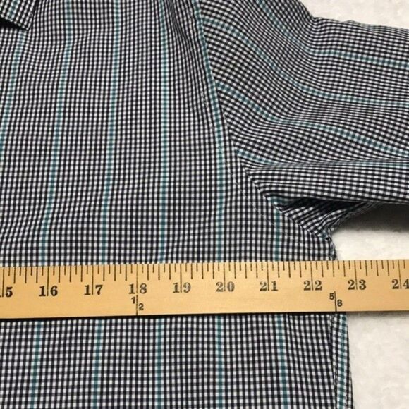Arrow Slim Fit Men’s Long Sleeve Shirt Size 16-16.5 32/33 Black/White/Blue Check - Picture 12 of 13